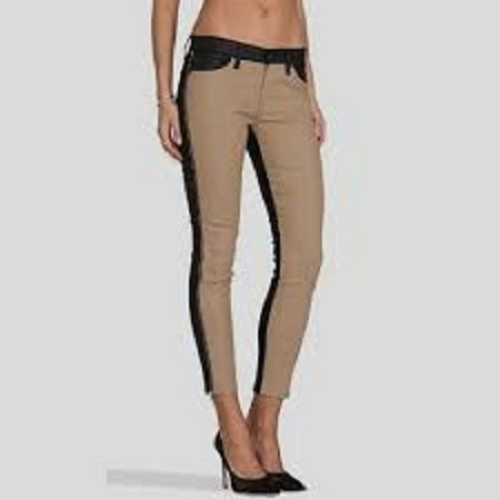 7 For All Mankind Black and Tan Skinny Jeans